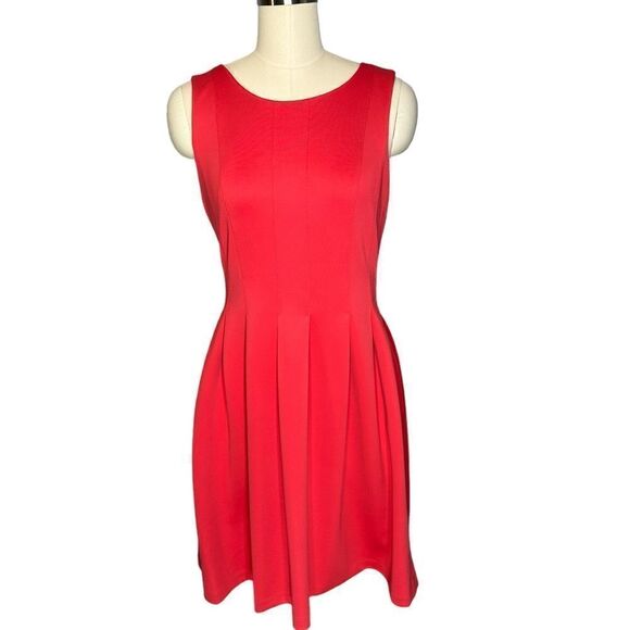 Calvin Klein Pink Fit and Flare Pleated Scuba Dress| Size 8 - Picture 2 of 8